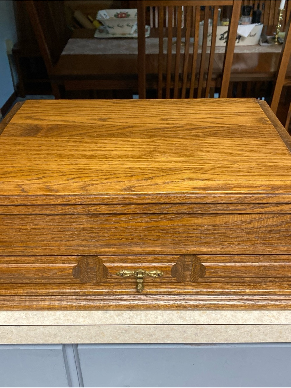 Large Pacific Silvercloth Silverware Service Box in Walnut